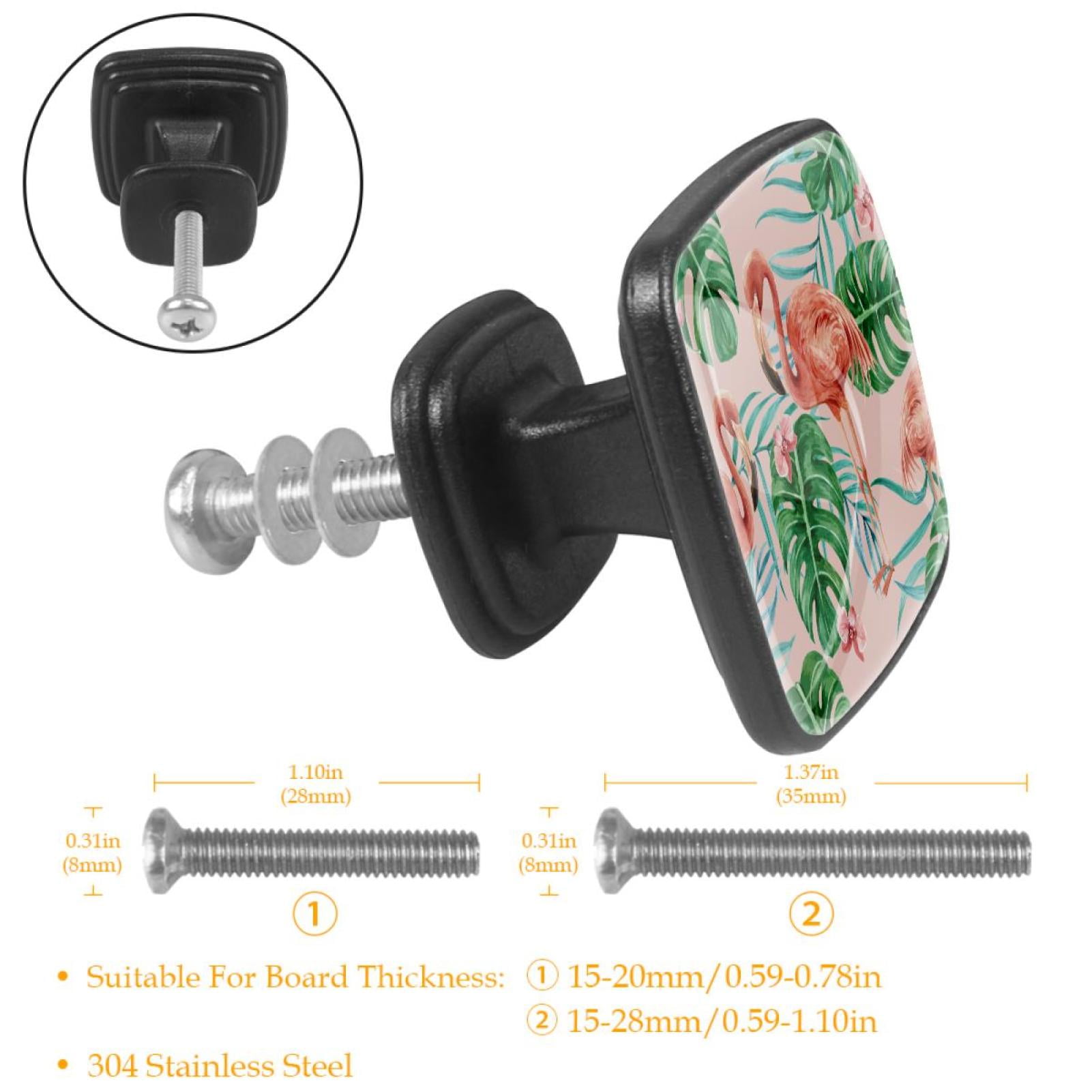 4 Pcs Cabinet Handle Drawer Pulls Flamingo Knobs with Screws Square Furniture Office Cabinet Knob Decoration