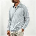 thumbnail image 2 of Hngshg Mens T-Shirts Big and Tall Comfy Button Up Collared Tops Long Sleeve Solid Color Pullover Tee Shirts, 2 of 7