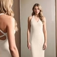 thumbnail image 5 of Womens Summer Bodycon Knit Long Dress Spring Beach V Neck Casual Sleeveless Ribbed Sweater Dresses White S, 5 of 6