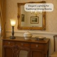 thumbnail image 6 of Rustic Bronze Table Lamp with Marbleized Alabaster Glass Lamp Shade - Antique Style Table Lamps for Living Room with Thick Glass Shade - Vintage Farmhouse Style Table Lamps for Bedroom Bronze, 6 of 9