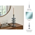 thumbnail image 5 of Decorative Candle Holder for Taper Candles - Modern Glass Candlestick Holder with Disc and Sphere Design for Table Decor - Pair with Centerpieces for Tables and Living Room Decor - 13" Blue, 5 of 13