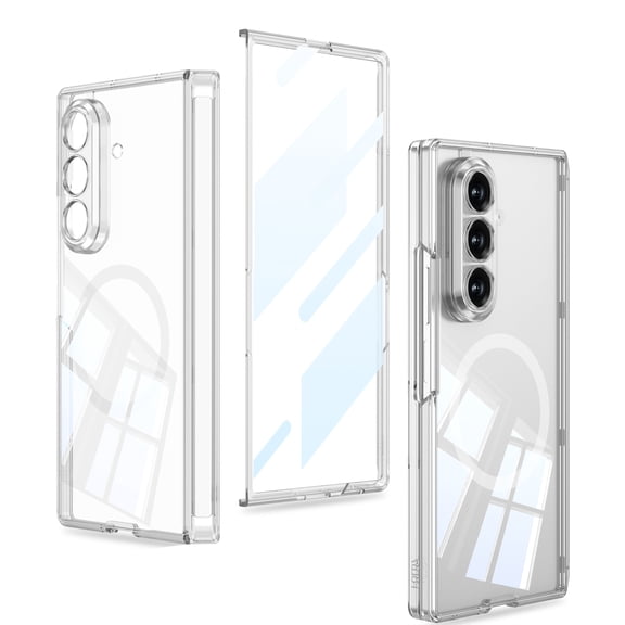 Dteck Magnetic Case for Samsung Galaxy Z Fold8 Ultra, Compatible with MagSafe, Hinge Protection with Built-in Screen Cover,Clear