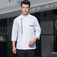 thumbnail image 2 of Chaqueta de chef con mangas 3/4, uniforme de cocina para mujer y hombre, color liso L, 2 of 9