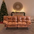 thumbnail image 1 of Convertible Futon Sofa Bed/Couch, Memory Foam Splitback Sofa,Small Euro Lounger Sofa for Compact Living Spaces,Home Office Brown My Lux Decor Round, 1 of 6