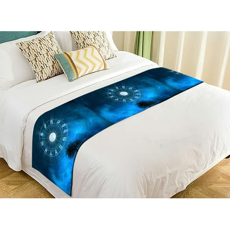 GCKG Tree of Life Bed Runner, Zodiac Signs Horoscope Bed Runners Scarves Bed Decoration 20x95