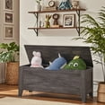 thumbnail image 2 of VECELO 43" Storage Ottoman Bench with U-Shaped Cut-Out Pull, Wooden Toy Box Storage Chest with Safety Hinge, Shoe Bench, for Entryway, Living Room, Bedroom, Charcoal Gray, 2 of 8
