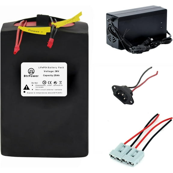 Btrpower 36V 25Ah Ebike Battery Pack Lithium LiFePO4 for Scooter Electric Bike 50A BMS
