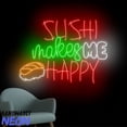 thumbnail image 2 of Handmadetneonsign Sushi Makes Me Happy Neon Sign, Japanese Sushi Led Sign, Sushi Restaurant Wall Decor 76884, 2 of 5