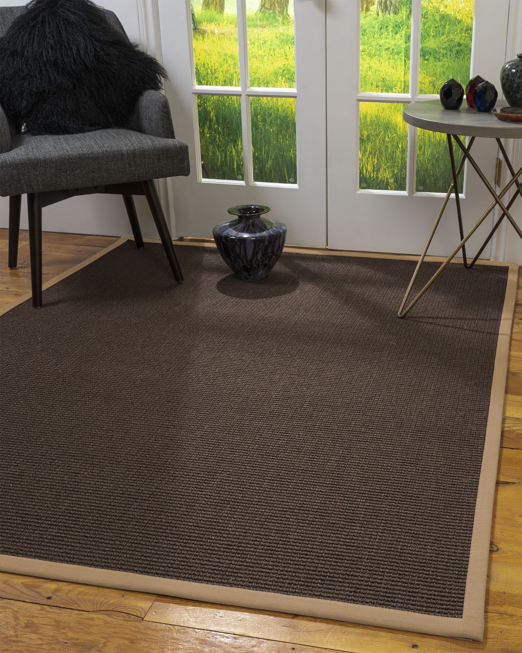 Natural Area Rugs Alma Custom Sisal Rug, 6' x 9', Oval Wheat Border