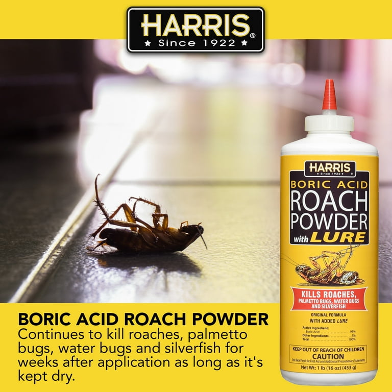 Harris Roach Powder, Boric Acid, with Lure - 16 oz