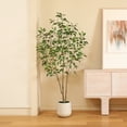 thumbnail image 6 of 6ft Fake Ficus Tree with Oval White Planter, Pre Potted Faux Greenry Plant for Home Decor Office House Living Room Indoor Outdoor, Big Fake Plants Fake House Plants, 6 of 8