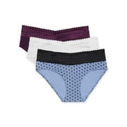 Blissful Benefits by Warner's Women's No Muffin Top Cotton Stretch Lace Hipster, 3-Pack