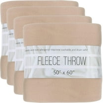 (24 Pack) Bulk Fleece Throw Blankets for Wedding Favors, Homeless Women, Men, Homes, Bed, Sofa, Couch, Office, Pet Blankets, Travel | Soft Warm Lightweight Throw Blankets in Bulk (Khaki)