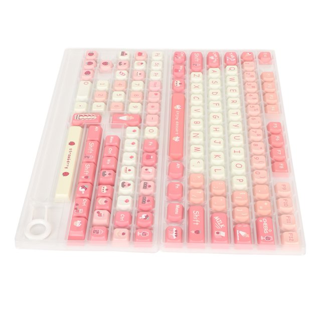 Juego de teclas patrón de fresa crema teclas de teclado mecánico sin decoloración 135 teclas para 96 teclados mecánicos para 61 teclados mecánicos ANGGREK Otros