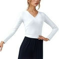 thumbnail image 2 of Pilates Wrap Top for Women 2025 Long Sleeve V-Neck Cross Wrap Back Tie Slim Fit Workout Ballet Shirt Yoga Blouse, 2 of 5