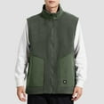 thumbnail image 2 of BiZtdJrK Mens Big and Tall Fall Winter Vest Sherpa Fleece Zip Up Sleeveless Casual Jackets Stand Collar Fashion Outerwear Vests Army Green XXXXL, 2 of 5