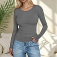 thumbnail image 2 of vigerkar Womens Long Sleeve Shirts Blouses Fall Fashion Ribbed Basic Tops Winter Clothes (Grey, XL), 2 of 6