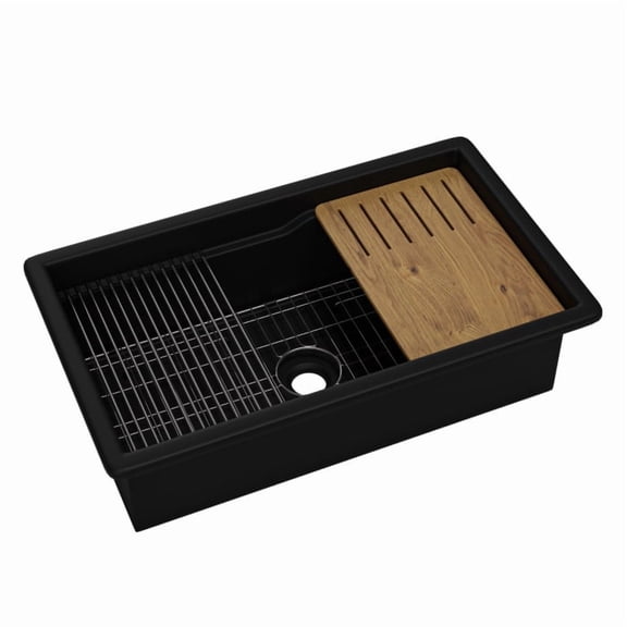 ALFI brand ABFS3219SUD 32" x 19" Workstation Fireclay Undermount Drop In Kitchen Sink