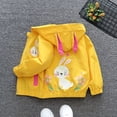 thumbnail image 4 of GYRATEDREAM Toddler Baby Girls Hooded Jacket Kids Rabbit Ears Coat Lightweight Windbreaker Children Fashion Zip up Cartoon Outerwear with Pockets for 12 Months-7 Years Yellow, 4 of 7