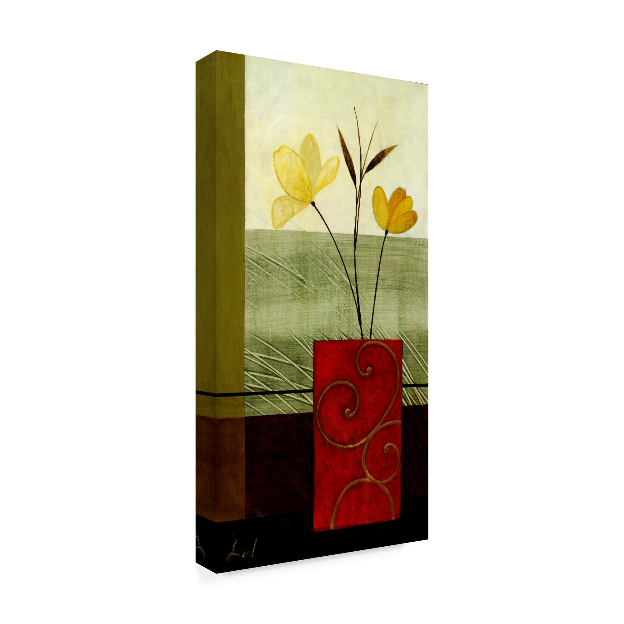 Trademark Fine Art 'Red Ornate Vase Yellow 1' Canvas Art by Pablo Esteban