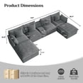 thumbnail image 3 of Wiilayok 143" Modular Sofa Set,Large Corduroy U Shaped Sectional Sofa with Ottoman,Central Console,Cup Holder,6 Seater Deep Seat Couch for Living Room Furniture,Gray, 3 of 8