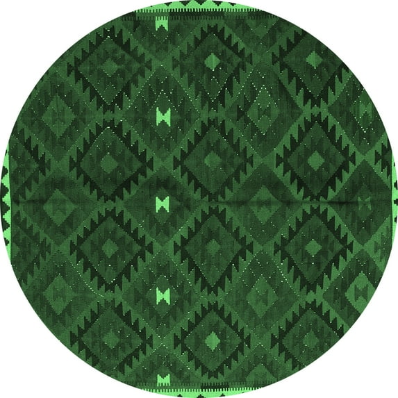 Ahgly Company Indoor Round Oriental Emerald Green Traditional Area Rugs, 8' Round
