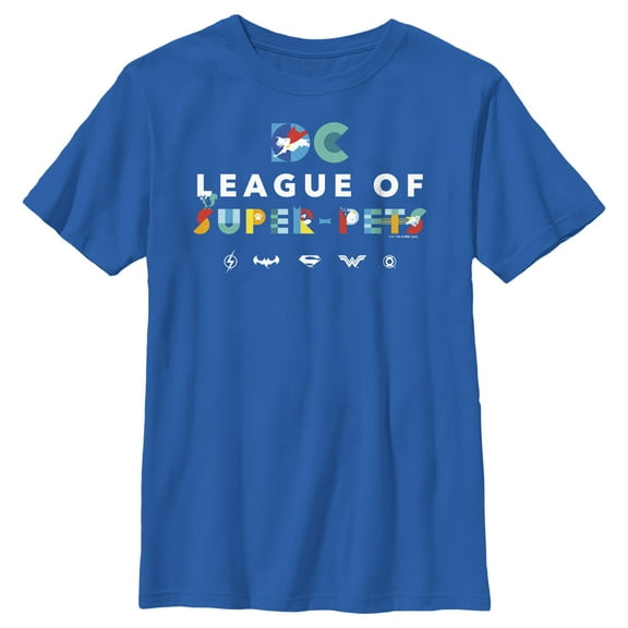 Boy's DC League of Super-Pets Colorful Title Graphic Tee Royal Blue X Small