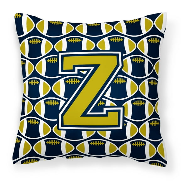 Carolines Treasures Letter Z Football Blue and Gold Fabric Decorative Pillow 14Hx14W multicolor