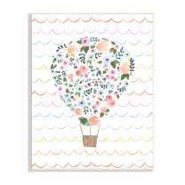 Stupell Industries Children's Floral Pattern Hot Air Balloon Wave Stripes, 13 x 19,Design by Jenaya Jackson