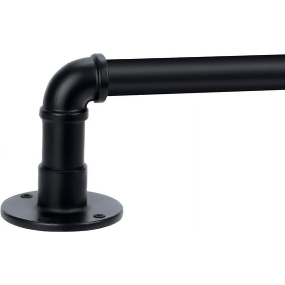 1 Inch Industrial Curtain Rod, Black, Outdoor, Rustic, Room Divider (30" to 168")
