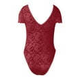 thumbnail image 4 of Women's Soild Color Lace V Open Back Design Jumpsuit Tops Hide Tummy, 4 of 4