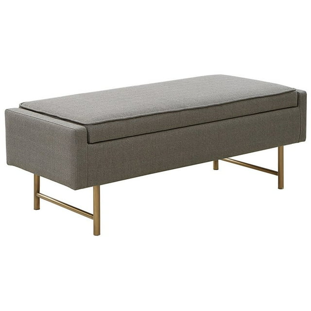 Madison Park Heath Solid Wood and Polyester Accent Bench in Gray/Bronze