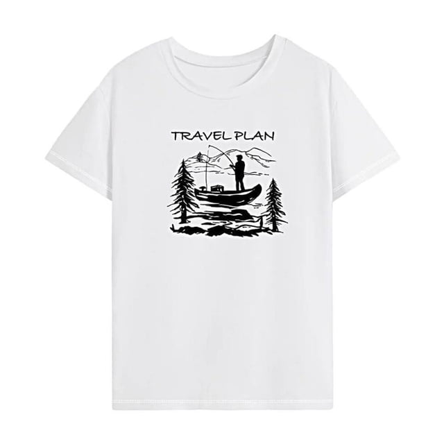 Camiseta de manga corta para mujer, camiseta de recuerdo con cuello redondo para viaje, uso diario, oficina M