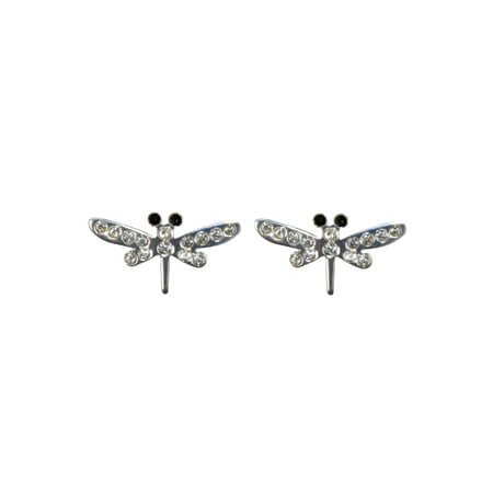 - Wedding Earrings Silver Crystal Dragonfly Stud Earrings