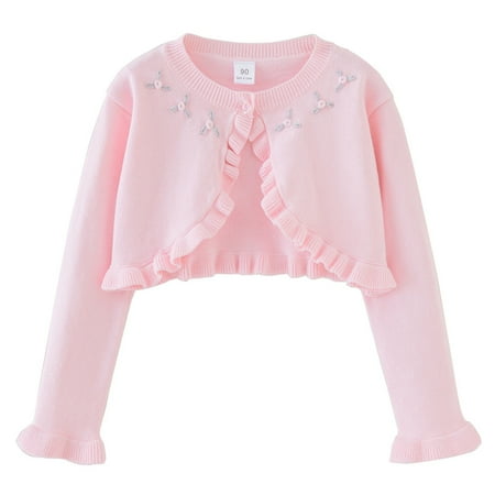 

GYRATEDREAM Girls Long Sleeve Bolero Cardigan Kids Button Closure Knitted Shrug Cropped Sweaters Tops 1-8 Years