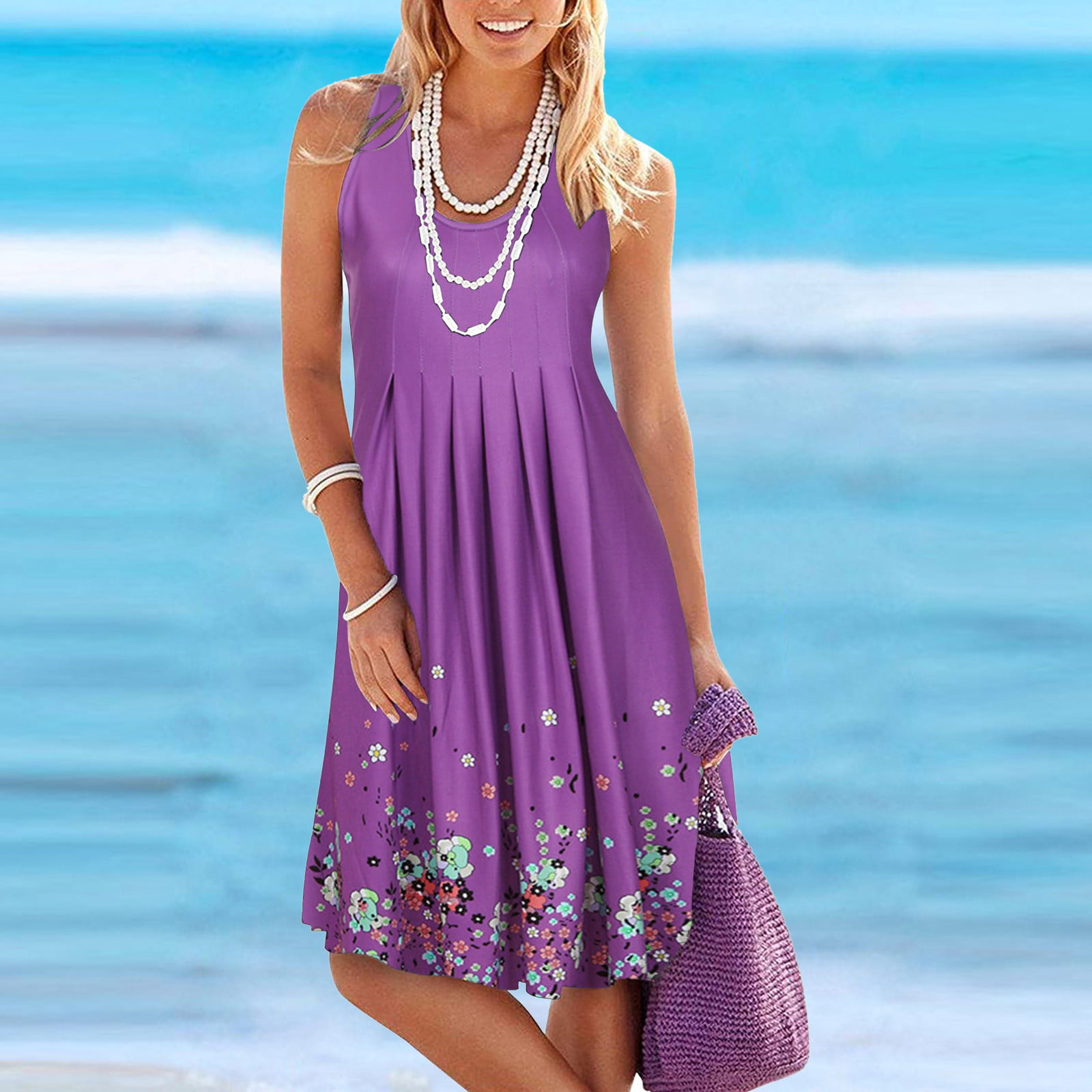 Summer Dress for Women Women'S Summer Fashion O-Neck Print Casual ...