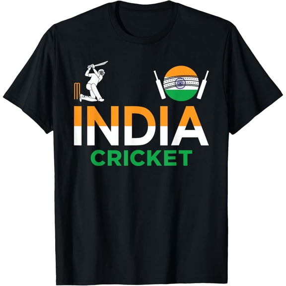 India Cricket Flag Tee For Lovers Of Cricket Game Cricketers T-Shirt men and women can wear, black, white, gifts