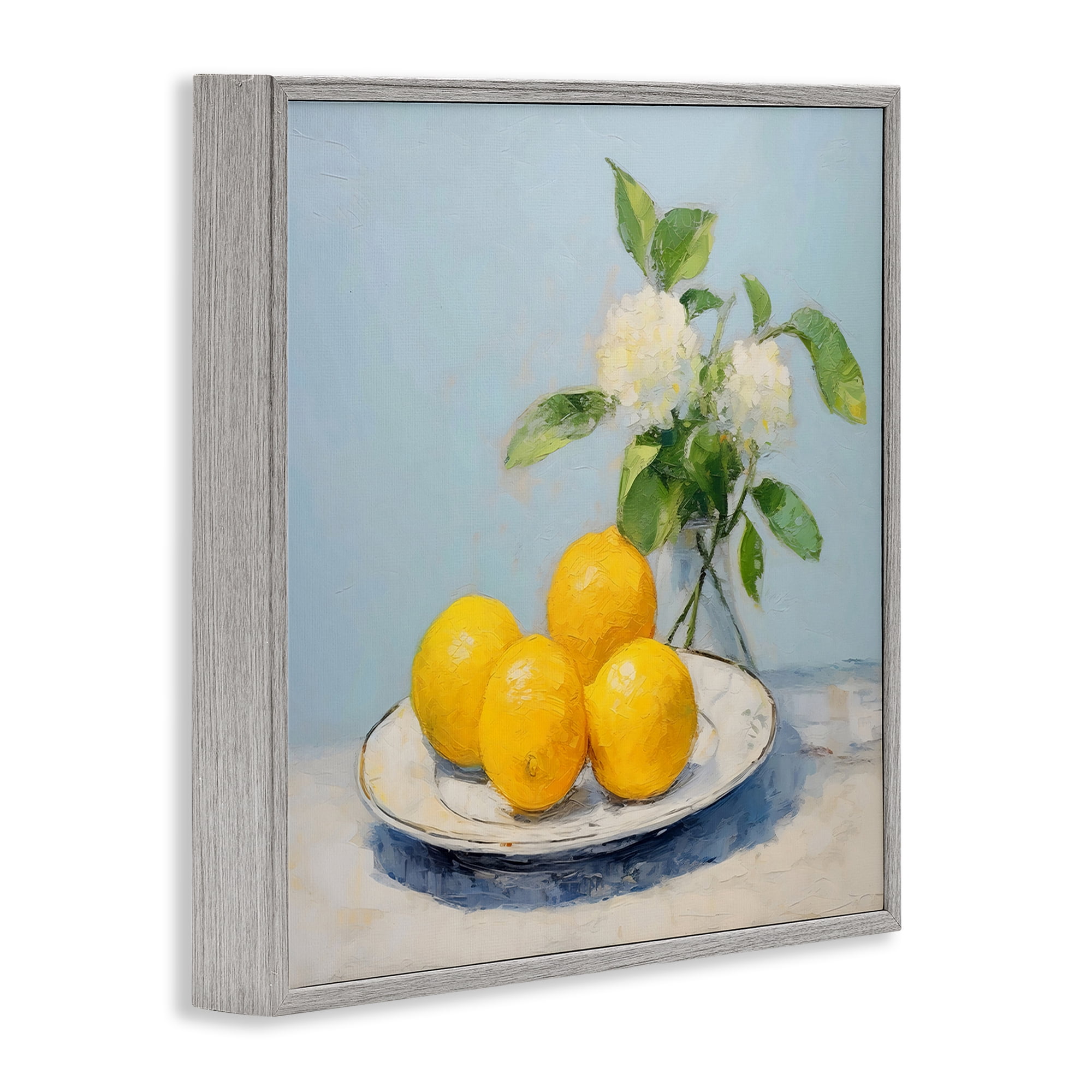 Stupell Industries Vase of Flowers and Lemons Gray Framed Giclee Art, design by Creative Studio