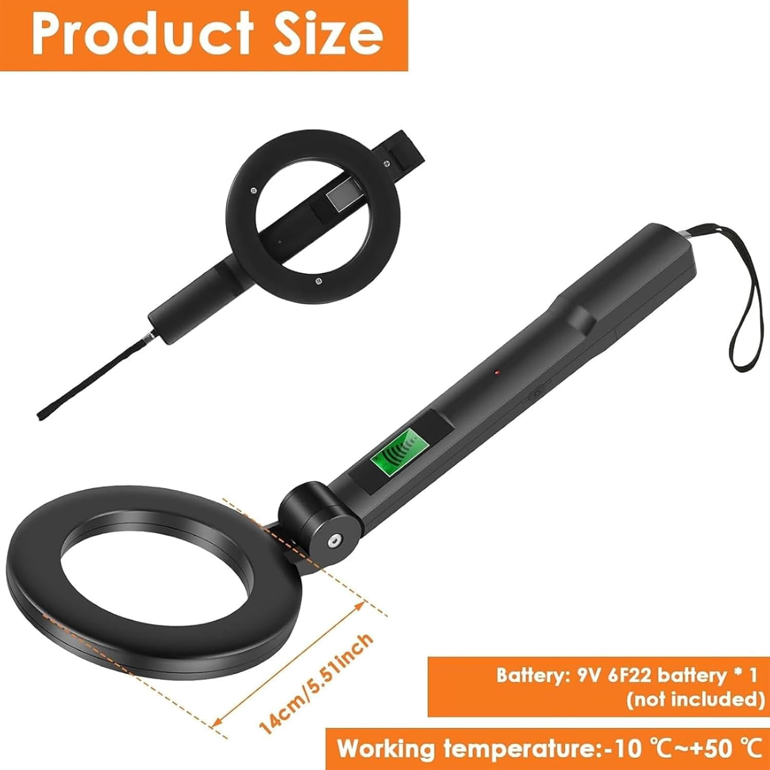 Foldable Handheld Metal Detector, Portable 360° Scanning Metal Tool with LCD Display and 3 Adjustable Modes High Sensitivity Lightweight Metal Detector, for Finding Gold and Sliver Rings