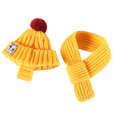 Knitted Doggies Scarf Hat Set Dog Costumes Winter Warm Clothes for Small Dogs Cats New Year Dogs Costumes Accessories