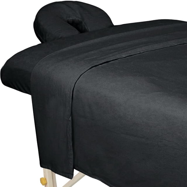 Juego de Sábanas de Masaje ForPro Negro de Franela Premium de 3 Piezas