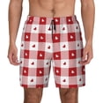 thumbnail image 2 of Goofa Plaid Heart Printed Men's Swim Trunks Board Shorts Quick Dry Mens Swimming Trunks with Compression Liner,Breathable Fit Hawaii Beach Shorts-Large, 2 of 9