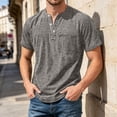 thumbnail image 2 of JAJAHO Mens Henley T Shirt Casual Pocket Tee Summer Short Sleeve Solid Color Loose Fit Tshirts Soft Tops, 2 of 4