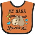 thumbnail image 3 of Inktastic My Nana Loves Me with Sloth and Hearts Boys or Girls Baby Bib, 3 of 4