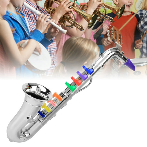 Saxophone Modèle 8 Touches Jouet Enfant Saxophone, Saxophone, Parure  Décoration Pour Enfants Passionné Argent 