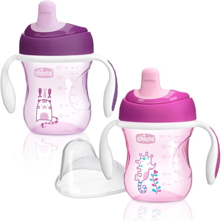 Chicco Semi-soft Spout Trainer Sippy Cup 7oz 6m+ (2pk) - Pink/Purple