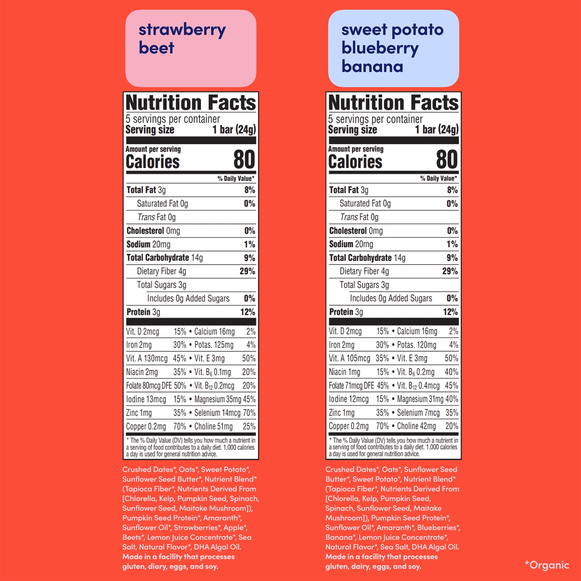 Cerebelly Organic Toddler Smart Bars Variety Pack, 40 Count