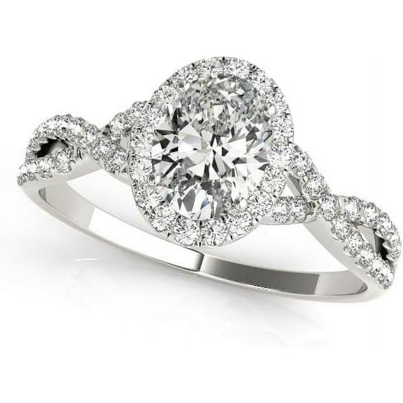 Dreamofdazzles Jewels 2.24 Ct Oval Cut White Diamond Engagement Wedding Thanksgiving Christmas Halo Ring 14K White Gold Plated 925 Sterling Silver For Women's -7.5