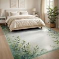 thumbnail image 3 of ODIKA 8'x10' Washable Area Rug Cream Farmhouse Watercolor Forest Hardwood Long Symmetrical Vine Border with Leaf Clusters for Dining Room, Large Office, Lounge, Non-Slip Chair-Friendly Mat, 3 of 7