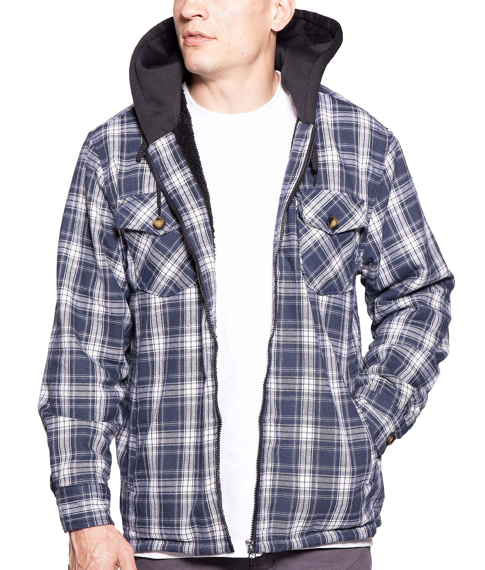 Visive Flannel Shirt Jacket For Men and Big Mens Sherpa Lined Zip Up ...